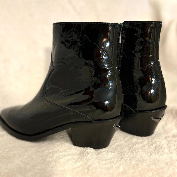 Zadig & Voltaire Woman's Black Ankle Boots Leather US 7.5 EU 38 New-No Tags - Picture 13 of 16